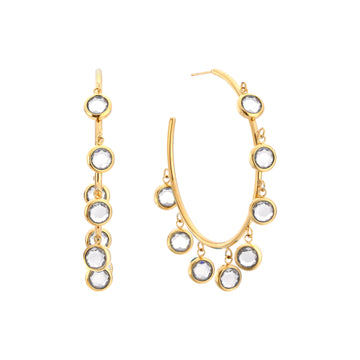 Faiza Droplet Statement Hoops Crystal  & Gold