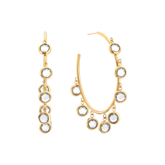 The Faiza Hoops & Ivy Belly Chain Set – Gold & Crystal