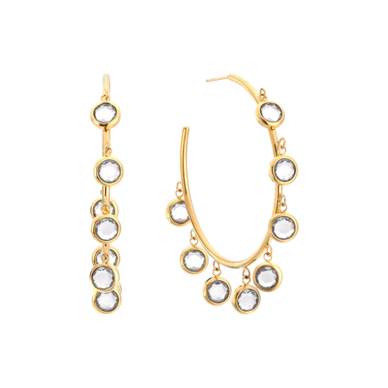 Faiza Droplet Statement Hoops Crystal  & Gold