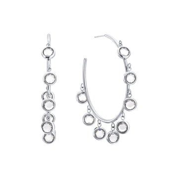 Faiza Droplet Statement Hoops Crystal  & Silver