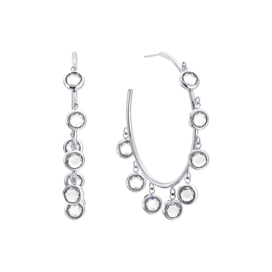 The Faiza Hoops & Ivy Belly Chain Set – Silver & Crystal