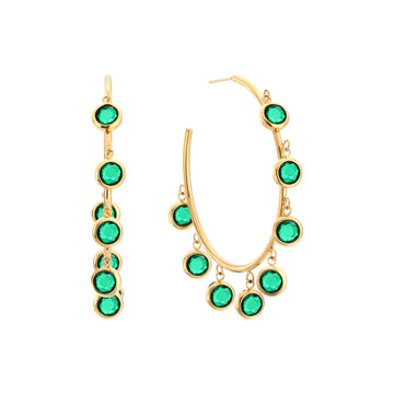 Faiza Droplet Statement Hoops Green & Gold