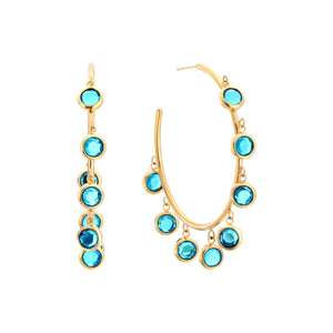 Faiza Gold Turquoise Droplet Statement Hoops