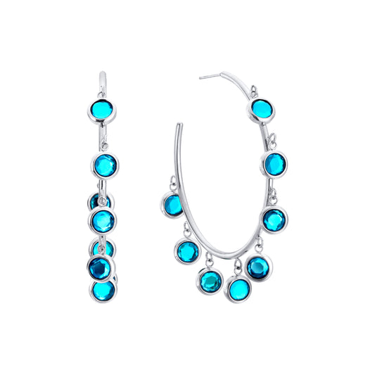 The Faiza Hoops & Ivy Belly Chain Set – Silver & Turquoise