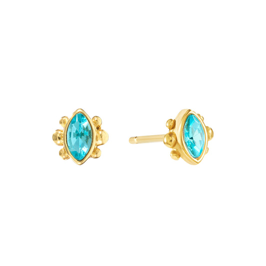 Francesca Stud Earrings Gold & Turqouise