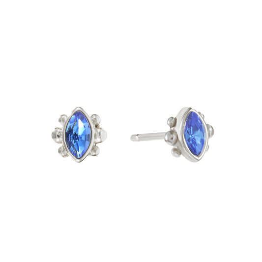 Francesca Stud Earrings Silver & Blue