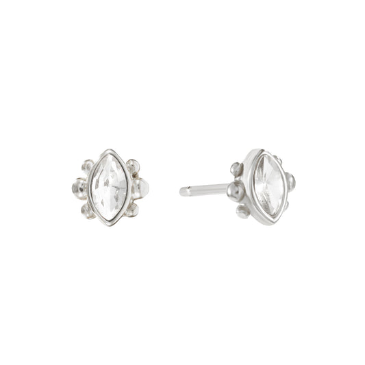 Francesca Stud Earrings Silver & Crystal