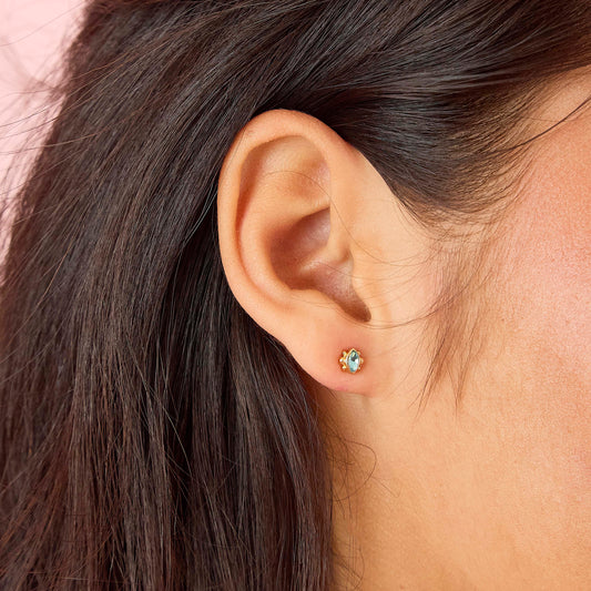 Francesca Stud Earrings Gold & Turqouise