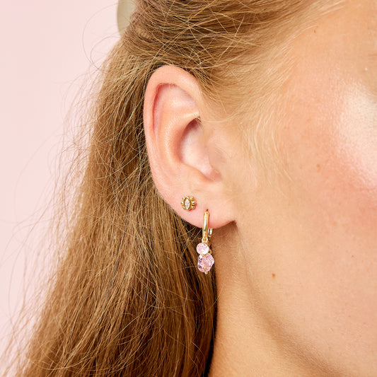 Iris Pink Gold Waterfall Huggie Earrings