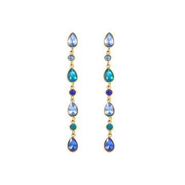 Freya Blue Gold Droplet Statement Studs