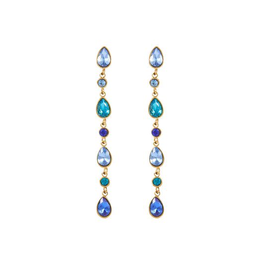 Freya Blue Gold Droplet Statement Studs