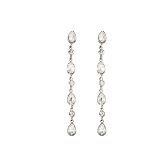 Freya Crystal Silver Droplet Statement Studs