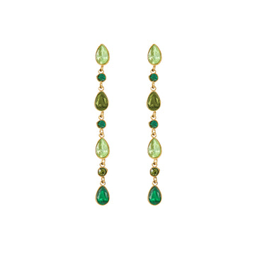 Freya Green Gold Droplet Statement Studs