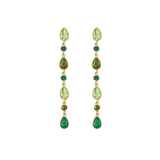 Freya Green Gold Droplet Statement Studs