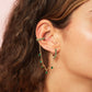 Gold Green Chunky Ear Cuff & Droplet Chain