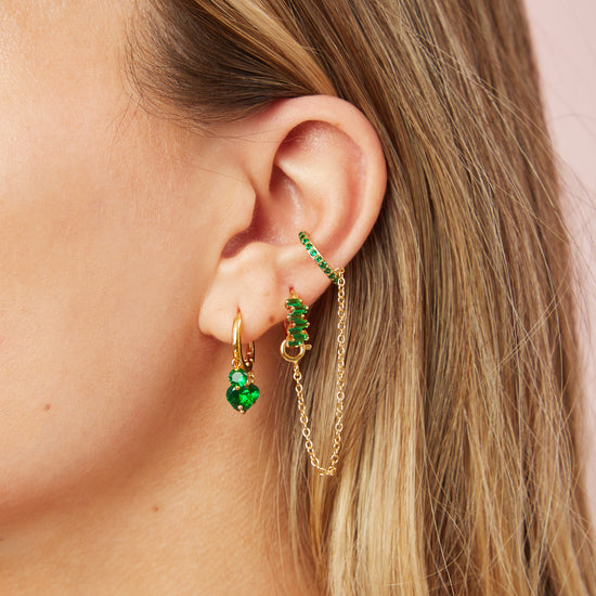 Green Gold Dainty Cuff & Ear Chain