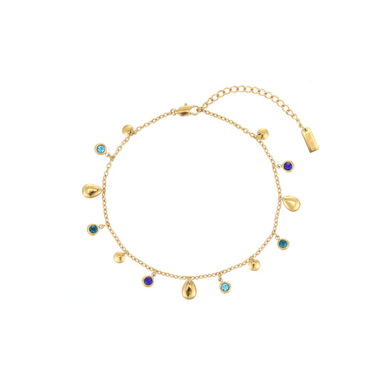 Georgia Gold Blue Droplet Anklet