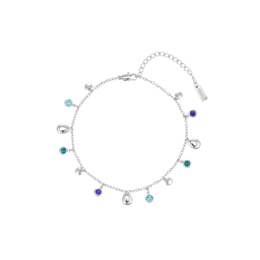 Georgia Silver Blue Droplet Anklet