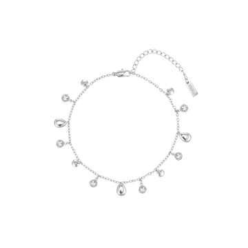 Georgia Silver Crystal Droplet Anklet