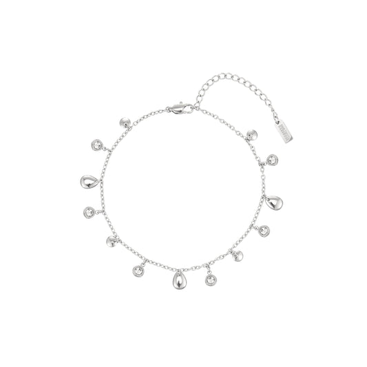 Georgia Silver Crystal Droplet Anklet