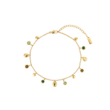 Georgia Gold Green Droplet Anklet