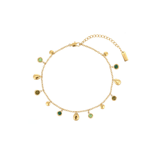 Georgia Gold Green Droplet Anklet