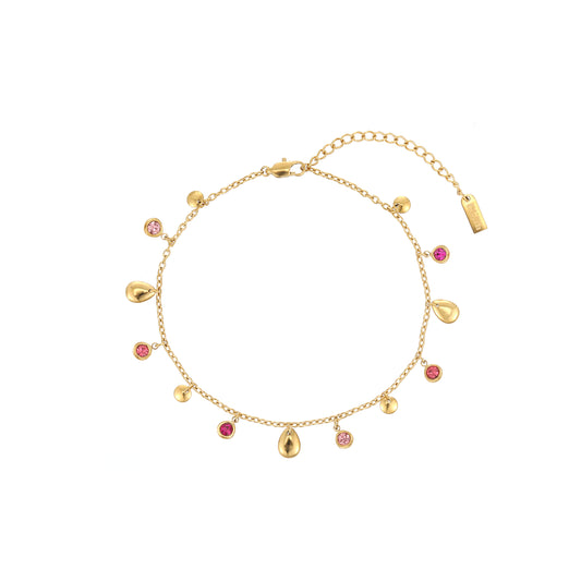Georgia Gold Pink Droplet Anklet