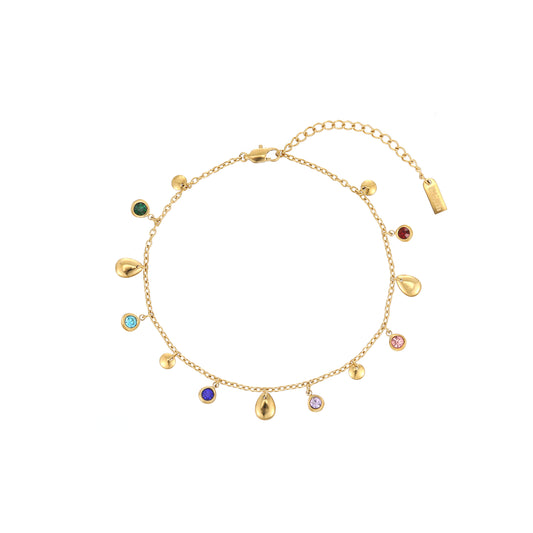 Georgia Gold Rainbow Droplet Anklet