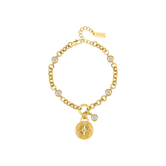 Gigi Crystal Gold Charm Bracelet