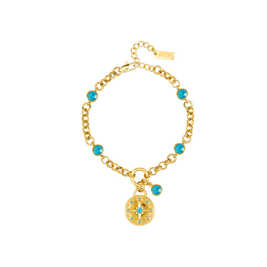 Gigi Turqouise Gold Charm Bracelet