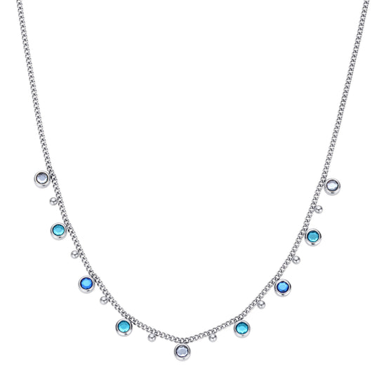 Grace Multi-Tone Droplet Necklace Blue & Silver