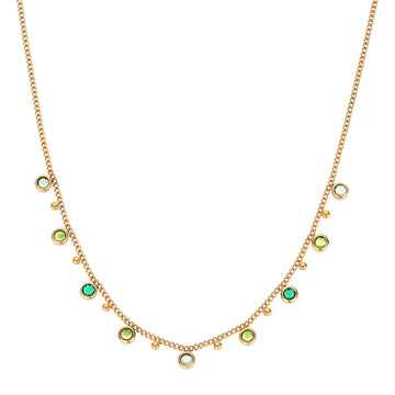 Grace Multi-Tone Droplet Necklace Green & Gold