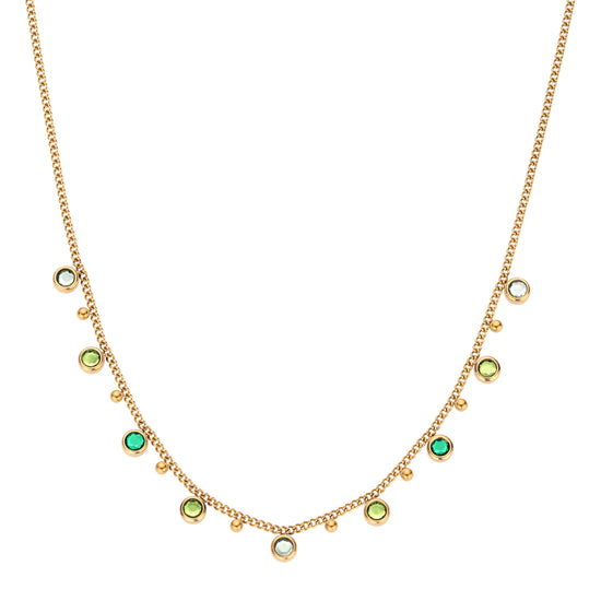 Grace Multi-Tone Droplet Necklace Green & Gold