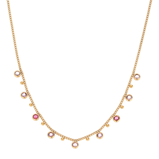Grace Multi-Tone Droplet Necklace Pink & Gold