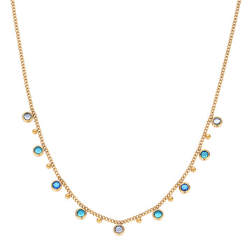 Grace Multi-Tone Droplet Necklace Blue & Gold