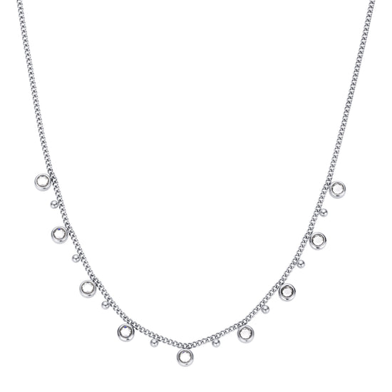 Grace Multi-Tone Droplet Necklace Crystal & Silver