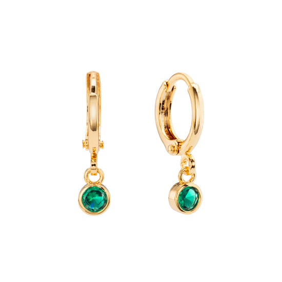 Molly Gold Green Huggie Hoops