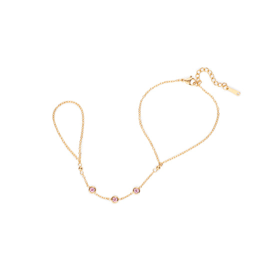 Madeleine Hand Chain Pink & Gold