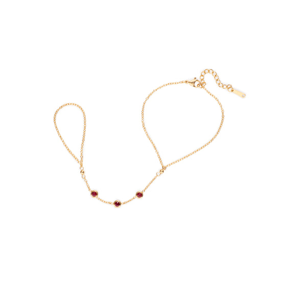 Madeleine Hand Chain Red & Gold