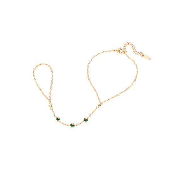 Madeleine Hand Chain Green & Gold