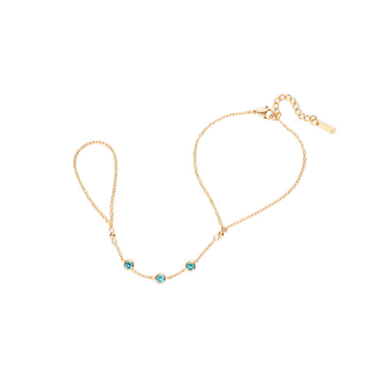 Madeleine Hand Chain Turqouise & Gold