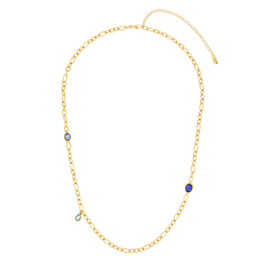 Hannah Gold Blue Tonal Chunky Chain Necklace