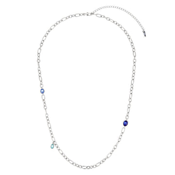 Hannah Silver Blue Tonal Chunky Chain Necklace