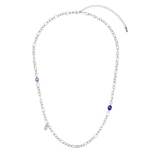 Hannah Silver Blue Tonal Chunky Chain Necklace