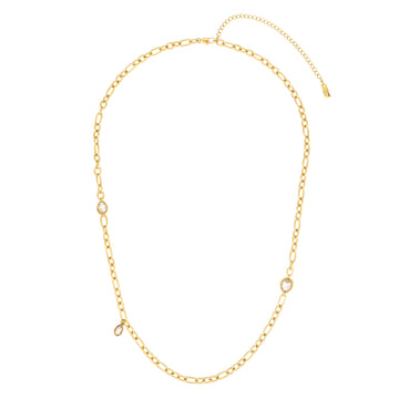 Hannah Gold Crystal Tonal Chunky Chain Necklace