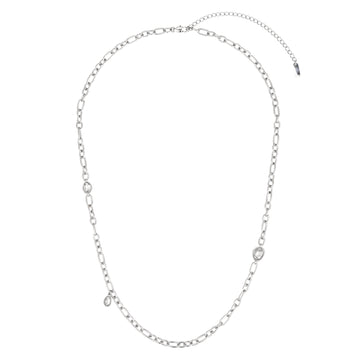 Hannah Silver Crystal Tonal Chunky Chain Necklace