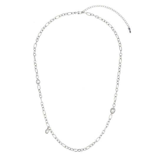 Hannah Silver Crystal Tonal Chunky Chain Necklace