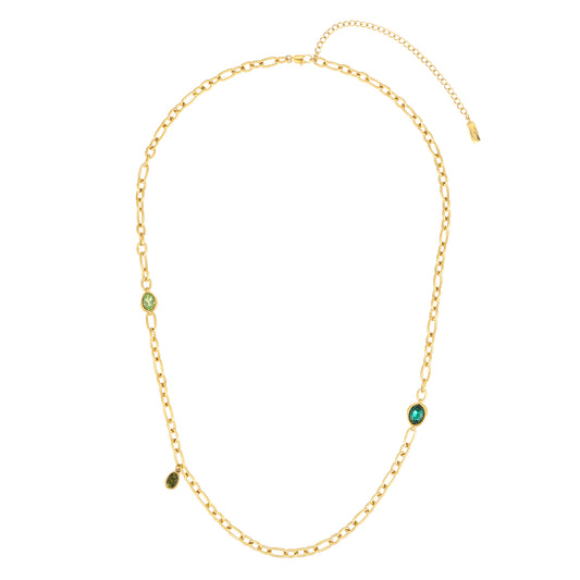 Hannah Gold Green Tonal Chunky Chain Necklace