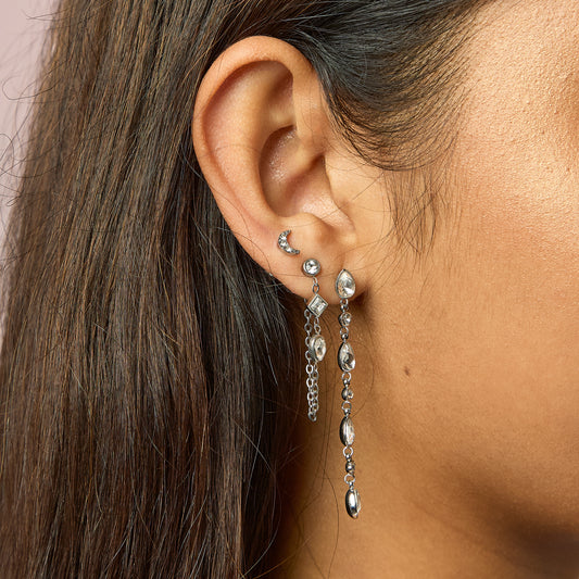 Harriet Stud Earrings Silver & Crystal