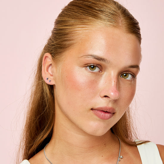 Harriet Stud Earrings Silver & Blue